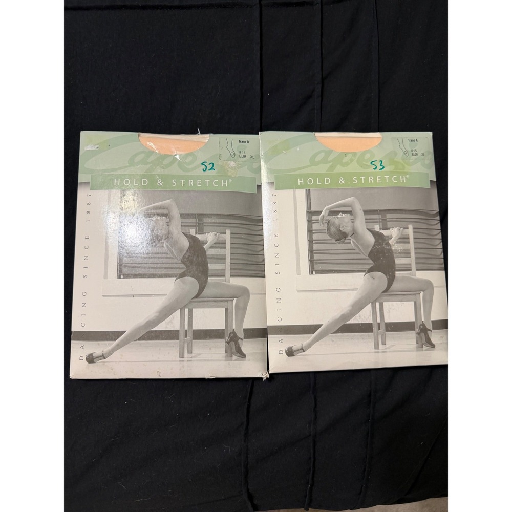 Capezio‎ 15 Hold & Stretch Transition Tights Kids XL EUR Nude 2 Pack New